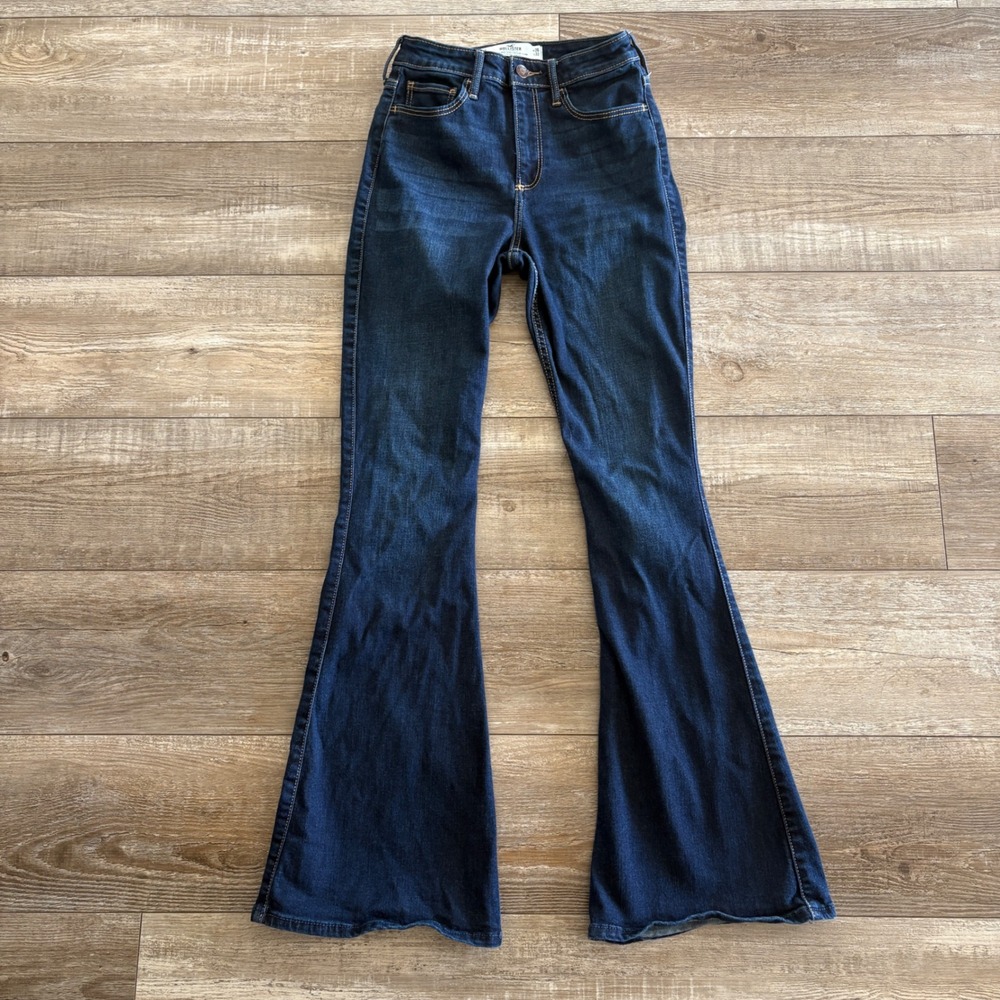 Hollister Jeans Womens 3R 26 Dark Wash Curvy High Rise Vintage Flare‎ Blue Denim